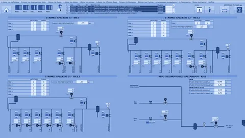 SCADA WinCC: σταθμοί άρδευσης ανά ζώνη με παροχόμετρα στον Κήπο του Αλεξάνδρου